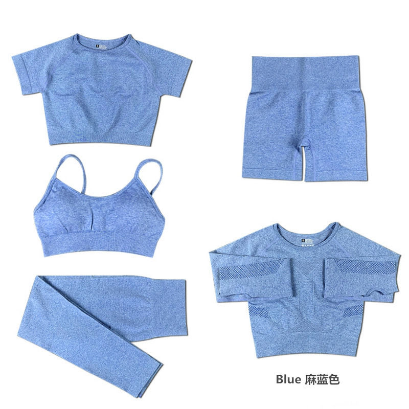 2021 Antibacteriële Yoga Wear 5 Piece Set Running Jogger Top And Pants BH Gaiters Vrouwen Sportkleding Fitnesskleding Casual