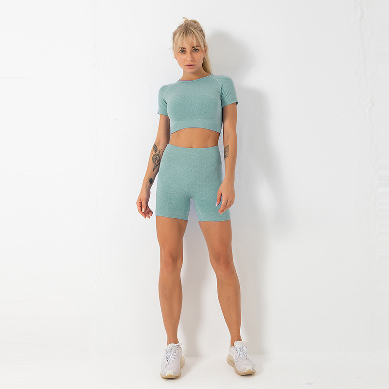 2021 Antibacteriële Casual Outfits 2 Pieces Jogger Tops Sportswear Set And Shorts Yoga Wear Vrouwen Korte mouwen