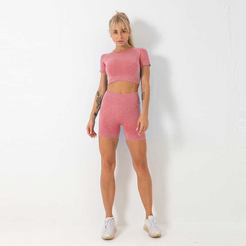2021 Antibacteriële Casual Outfits 2 Pieces Jogger Tops Sportswear Set And Shorts Yoga Wear Vrouwen Korte mouwen