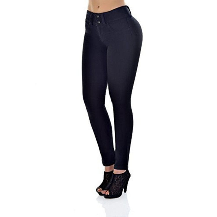Kleurverblindend Goedkwaliteit Hoge taille Stretching Jeans Solid Woman Skinny Pencil Jeans