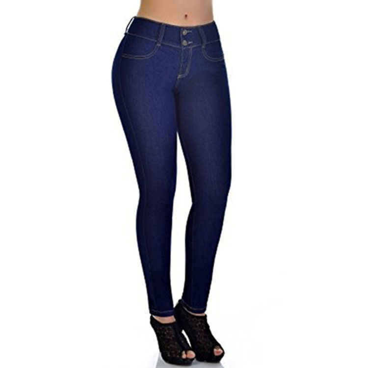 Kleurverblindend Goedkwaliteit Hoge taille Stretching Jeans Solid Woman Skinny Pencil Jeans