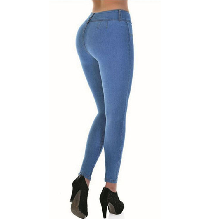 Kleurverblindend Goedkwaliteit Hoge taille Stretching Jeans Solid Woman Skinny Pencil Jeans