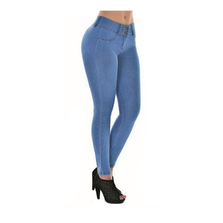 Kleurverblindend Goedkwaliteit Hoge taille Stretching Jeans Solid Woman Skinny Pencil Jeans