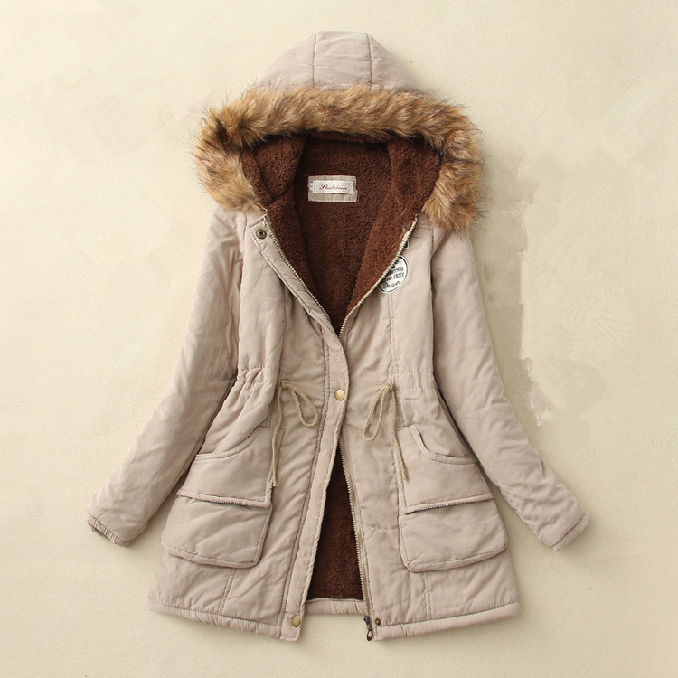 Dikke winterjas vrouwen winterjas parka jas met bont warme kraag voering dik wol jas