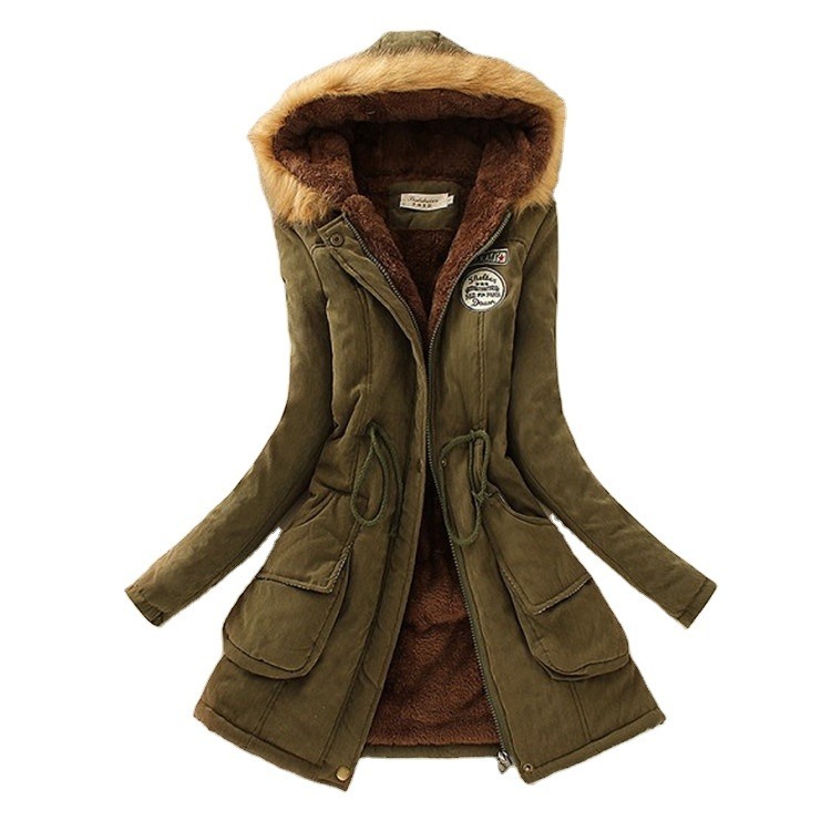 Dikke winterjas vrouwen winterjas parka jas met bont warme kraag voering dik wol jas