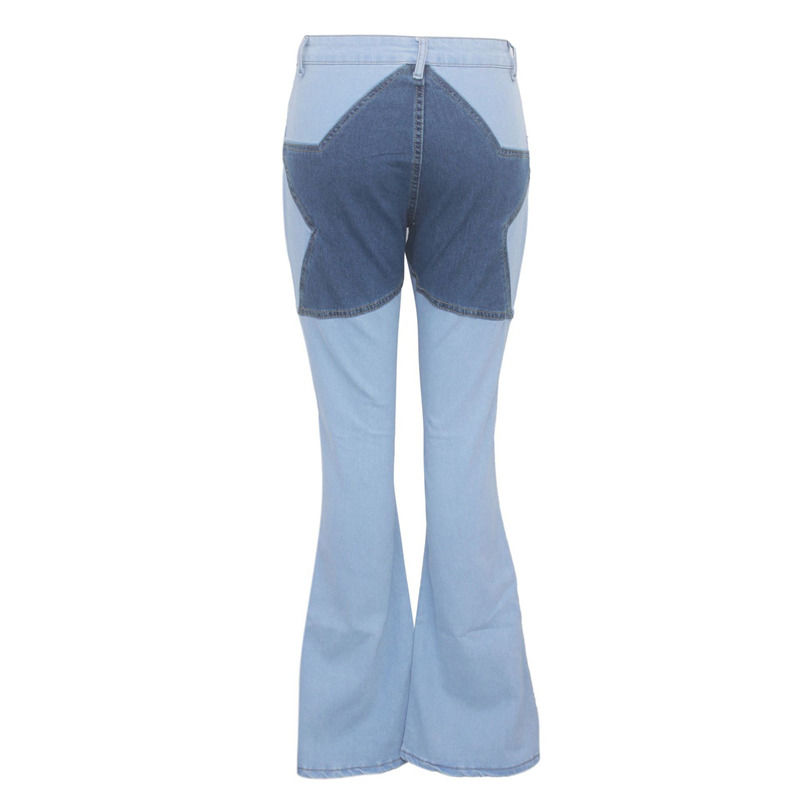 Kleur Vervaag Bewijs Goede kwaliteit patchwork hip ster jeans steken stretch flared broek vrouwen jeans lang