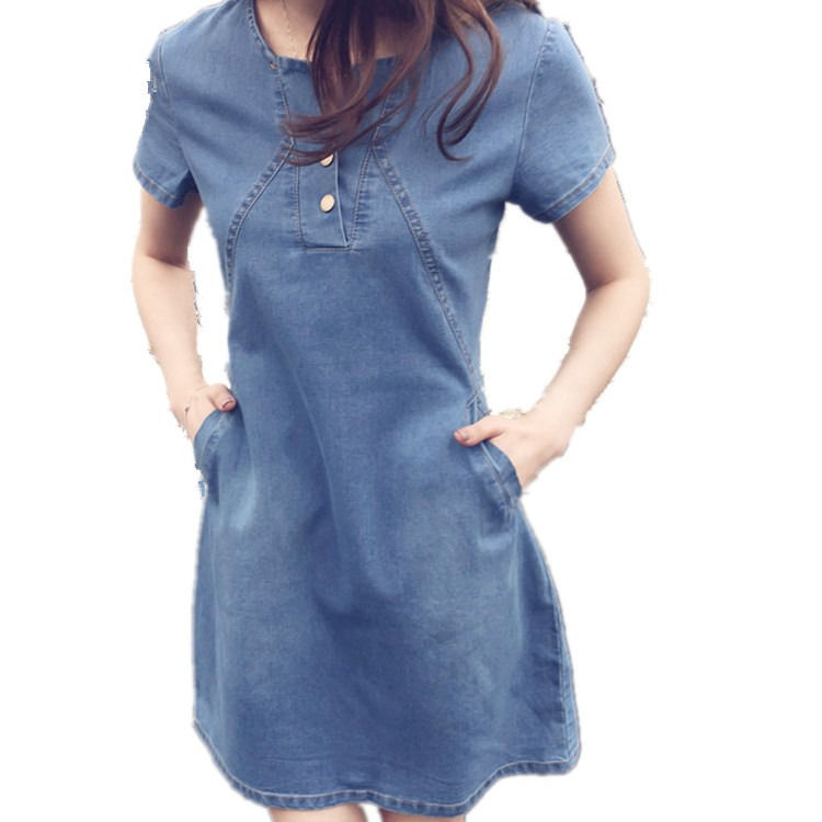 Fabriek direct vrouwen casual jurken antistatische plus size denim jurken