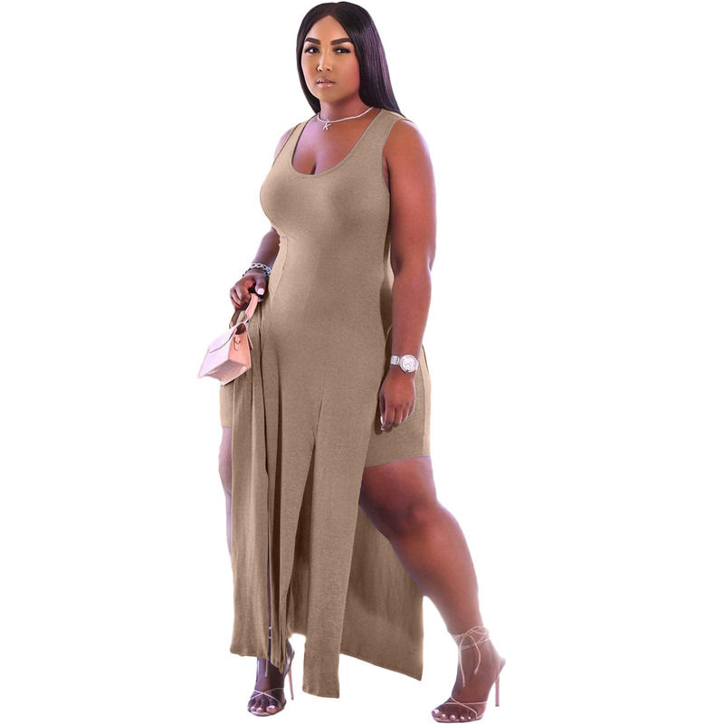 2021 NEW Anti-Static Two Piece Set Elastische Split Tank Kleding Zomer Kleding Kortbroek Armsloze Casual Kleding